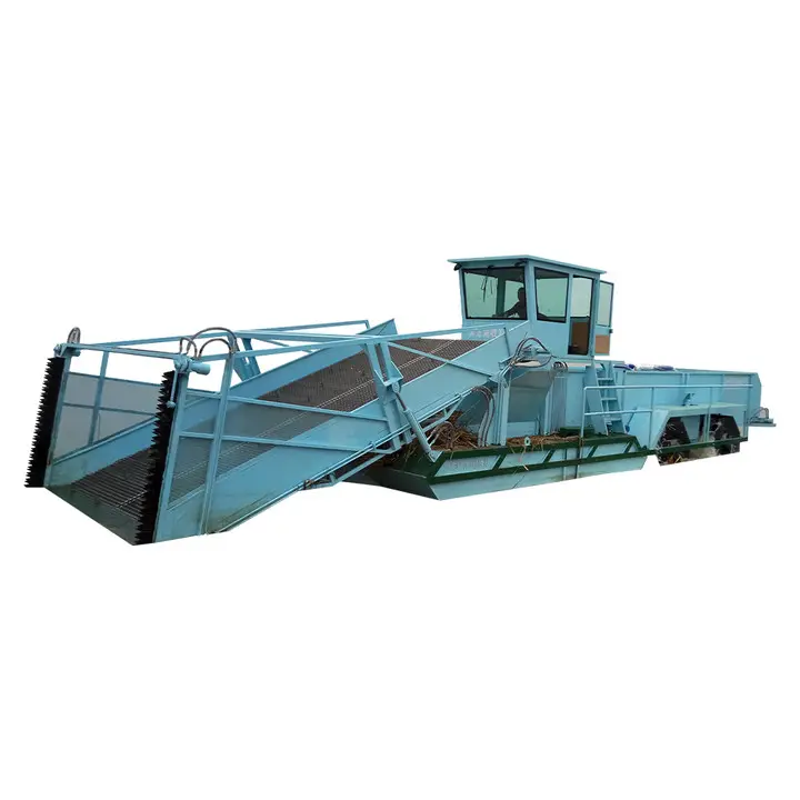 Fully automatic high efficiency powerful aquatic water plants harvesting boat for coastline/lake/river/sea