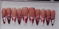 Faux ongles longs à talon aiguille faits main, rose nude, couvrance totale, en gel souple acrylique, 10 pièces