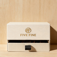 Cajas Rígidas Hechas a Mano con Impresión Personalizada, Materiales Reciclados, Beige Marrón, Laminado Mate, Estilo Cajón de 2 Niveles, para Chocolate y Sushi
