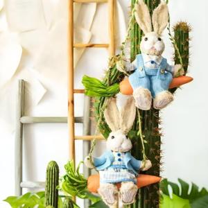 Lapin de paille artificielle fait à la main pour la décoration de la maison et du jardin de mariage Noël Graduation-Élégant ornements de Pâques Idées cadeaux - Product Image 4