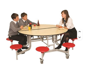 Mesas de Comedor Plegables de Acero Inoxidable para Cantina Escolar o Restaurante, 8 Plazas, Personalizadas por <span class=keywords><strong>DJA</strong></span> OEM, Muebles Modernos para Restaurante - Product Image 3