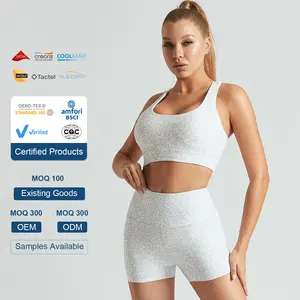 Yoga Clothing Manufacturers Custom yoga Sets Fitness Women High Waist Leggings White Leopard Print Sports Bra And Shorts Set