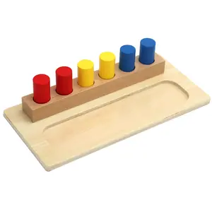 Mainan pendidikan dini dengan kotak Inset silinder tiga warna baru untuk pelatihan pendidikan dan pembelajaran anak-anak