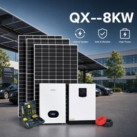 Système solaire hors réseau 8 kW, kit complet avec batterie au lithium 10 kWh, panneau mono et onduleur à onde sinusoïdale pure pour usage domestique