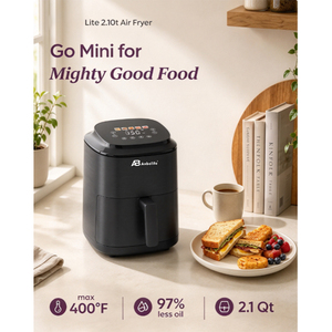 Freidora de Aire Pequeña Anbolife de 2.<span class=keywords><strong>1</strong></span> Qt, Máx. 400 °F ° Olla 4 en <span class=keywords><strong>1</strong></span>, Libre de PFAS, Silenciosa, Control Táctil, Interior Antiadherente, Cesta Apta para Lavavajillas - Product Image 1