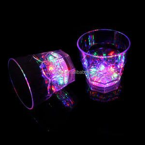 LED Light Up Party Cups Glow in the Dark Shot Glasses Flash 3 Multicolor Patterns at the Push of a Button Square Plastic Tumbler