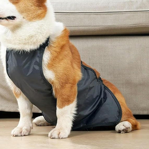 Venta al por mayor ropa de invierno para mascotas bandas cálidas para el vientre para perros machos chaqueta de invierno reutilizable impermeable a prueba de viento revestimiento de poliéster sólido - Product Image 2