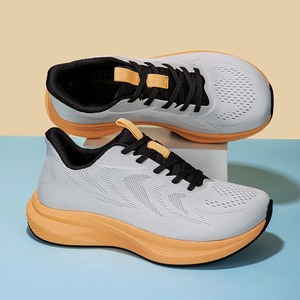 New wide-toe men's summer mesh breathable casual running sports shoes with <b>padded</b> wide foot <b>bed</b> and high heel - Product Image 3