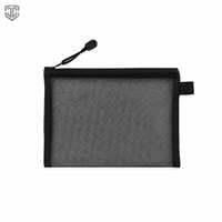 Pochette en maille tissée personnalisée avec fermeture éclair, organiseur écologique portable pour petits accessoires de voyage, sac de rangement OEM à faible MOQ