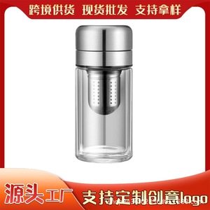 Tea Infuser Double-walled Glass Cup With Lid Heat-resistant Filter For Brewing And Steeping - Product Image 5