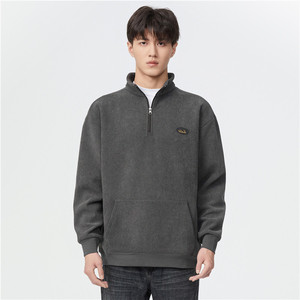 高品质半拉链运动衫立领纯色套头衫 - Product Image 5