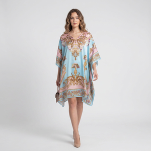 Robe longue kaftan africaine en viscose pour femme, tunique oversize, poncho chauve-souris, kimono, finition soyeuse, style bohème, pour les vacances et la détente - Product Image 1