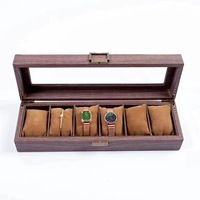 Boîte de montre en cuir en bois rétro en gros d'usine stockage de bijoux de vente chaude transfrontalière et vitrine pour montres bracelets