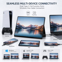 Moniteur portable tactile 14 pouces FHD 1080P avec contraste 1500:1 et double haut-parleur pour PS4, PS5, Switch – Écran d'extension de jeu portable