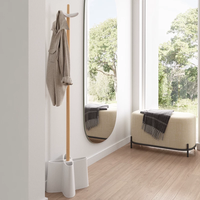 Porte-vêtements multifonctionnel en bois sur pied et porte-parapluies, mobilier de maison design moderne, gain de place pour chambre et hôtel