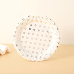 Estampage à chaud Dot jetable épaissi gâteau vaisselle <span class=keywords><strong>assiette</strong></span> en papier fête d'anniversaire <span class=keywords><strong>assiette</strong></span> en papier ronde plateau à fruits - Product Image 3