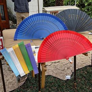 Multicolor Wooden Folding Fan Vintage Bamboo With Carved Animal Design Home Decoration for Wedding or Birthday - Product Image 1