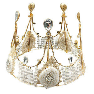 Couronne de gâteau de Noël faite à la main, style princesse, avec perles de cristal, grande taille 14,5 cm, pour la décoration des fêtes - Product Image 1