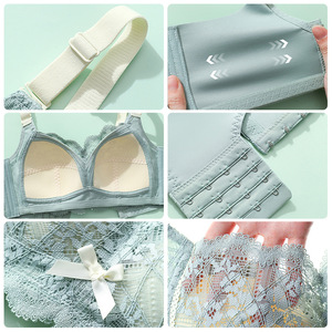 Sujetadores de encaje sin costuras para mujer, ropa interior inalámbrica, copa D, Bralette sin aros, cómoda, de una pieza, 0393 - Product Image 2