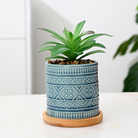 Pot Bunga Keramik Hantechn New Nordic Wind, Pot Bunga Mini Relief Kreatif untuk Rumah, Pot Sukulen