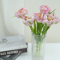 Bouquet de tulipes artificielles en caoutchouc souple au toucher réel, rose champagne, pour la décoration de la maison et de mariage - Vente chaude