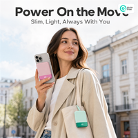 Chargeur sans fil magnétique portable QSF, batterie externe 5000 mAh, corps fin et rond avec sangle de poignet, charge rapide 15 W, powerbank magnétique