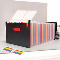 Porte-documents extensible en plastique A4, pochette arc-en-ciel, organiseur de documents, fermeture élastique, rangement pour papier avec étiquette autocollante