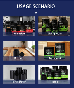 OEM&ODM 100 גרם 200 גרם 500 גרם 600 גרם 800 גרם 900 גרם 1000 גרם סיטונאי צנצנת/בקבוק HDPE שחור לאחסון אבקת חלבון - Product Image 6