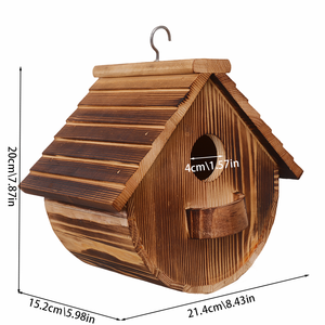 Natuurlijk Houten Modern Vogelnest Met Haken Multi-Functioneel Bespaar Ruimte Milieuvriendelijk Vogelhuisje Voor Honingraatontwerp In De Tuin - Product Image 5