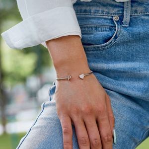 Dylam P Letter Cuff <b>Bracelet</b> <b>Love</b> Heart <b>Bracelet</b> Alphabet 5A Zirconia Cuff Bangle Expandable <b>Bracelets</b> for Women Girls Birthday - Product Image 5