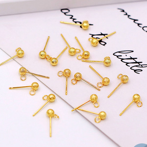 Pendientes de Bola Esmerilados de 4mm Chapados en Oro de 18K con Aguja de Plata S925, Accesorios de Joyería - Product Image 2