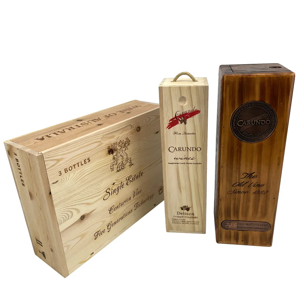 Vente en gros de boîtes en bois pour verre à vin de luxe personnalisées boîte à vin laquée de piano emballage cadeau de parfum boîte en bois personnalisée pour le vin