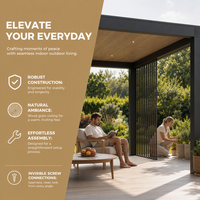 Pergola en aluminium motorisée imperméable avec toit à lamelles, télécommande et éclairage LED pour jardin, villa ou cour arrière