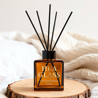 Bouteille diffuseur en verre ambré 50ml 100ml 150ml 200ml 250ml avec bouchon en bois, contenant diffuseur d'arômes de luxe, emballage pour parfum d'intérieur