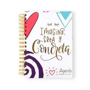 Spirale non datée planificateur personnalisé A5 Journal impression Journal cahier Agenda quotidien planificateur avec feuille d'autocollants