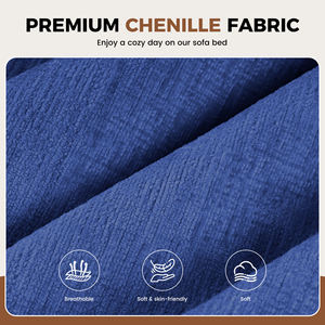 Sofá Cama Curvo Extensible Moderno de Terciopelo con Espuma de Alta Densidad, Sin Montaje, con Almohadas, para Dormitorio - Product Image 2