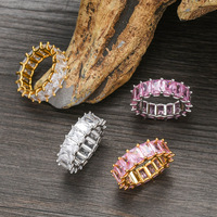 Bague Éternité Tendance en Zircon Cubique Rond Taille Pavé Brillant, Bijoux de Mariage en Diamant de Laboratoire Royal