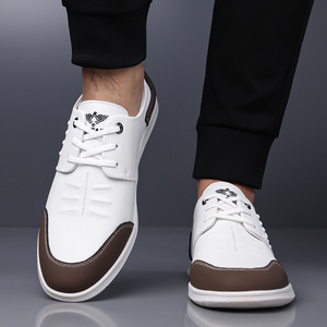 Faishion – chaussures décontractées blanches pour hommes, chaussures de marche à bout rond, respirantes, doublure en PU, semelle en caoutchouc - Product Image 3