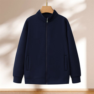 Sudadera con cuello alto y cremallera, forro polar, gruesa, uniforme de trabajo, para otoño, tela de poliéster con etiqueta - Product Image 1