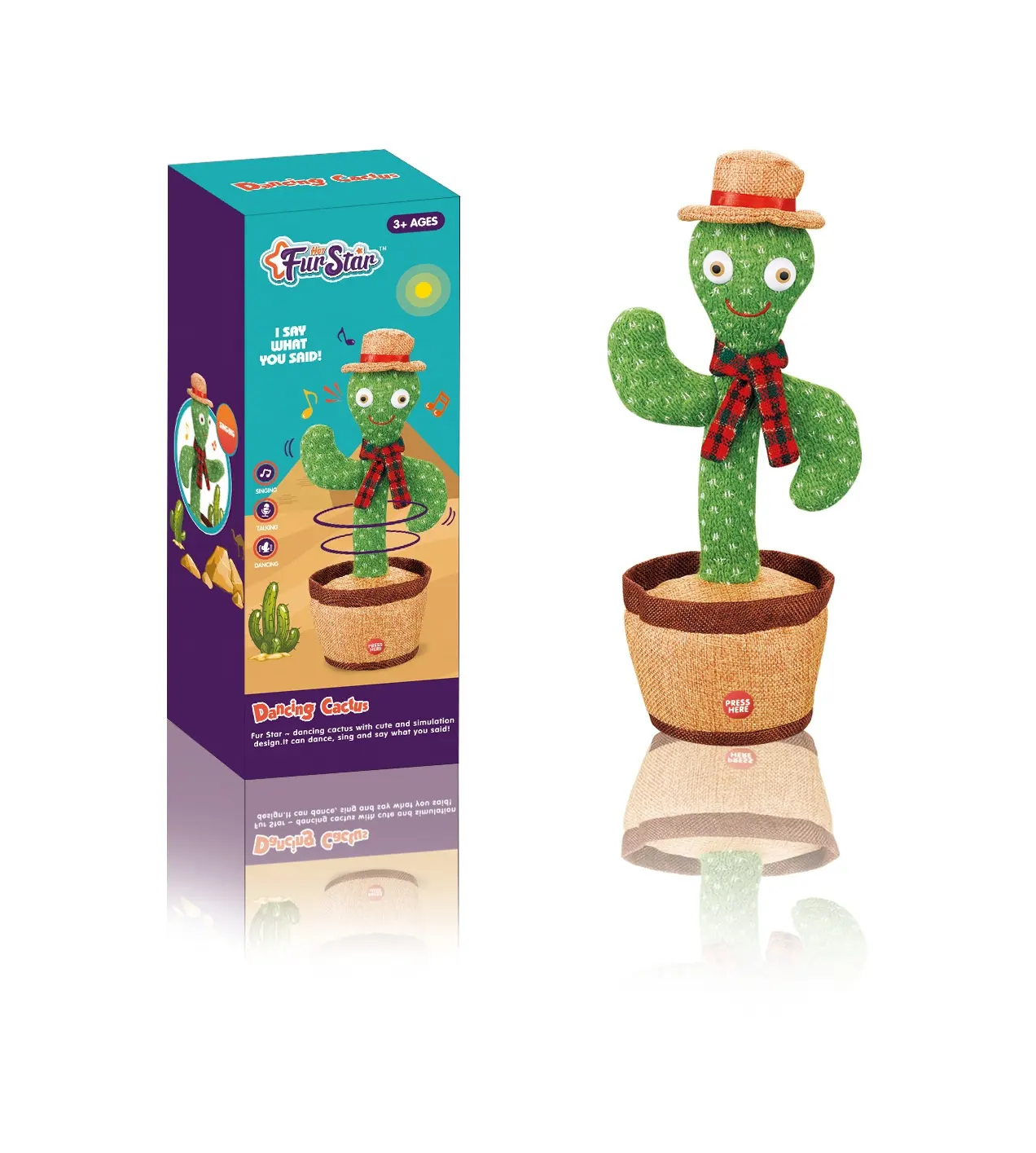 Горячая Распродажа, танцующая плюшевая игрушка в виде кактуса с подсветкой, ретранслятор для записи, говорящий пение, танцующий кактус