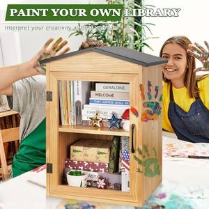 Caja de libros de biblioteca de madera <span class=keywords><strong>para</strong></span> exteriores con almacenamiento <span class=keywords><strong>para</strong></span> libros, macetas y macetas de arte alimenticio <span class=keywords><strong>para</strong></span> escuelas y vecindarios comunitarios - Product Image 4