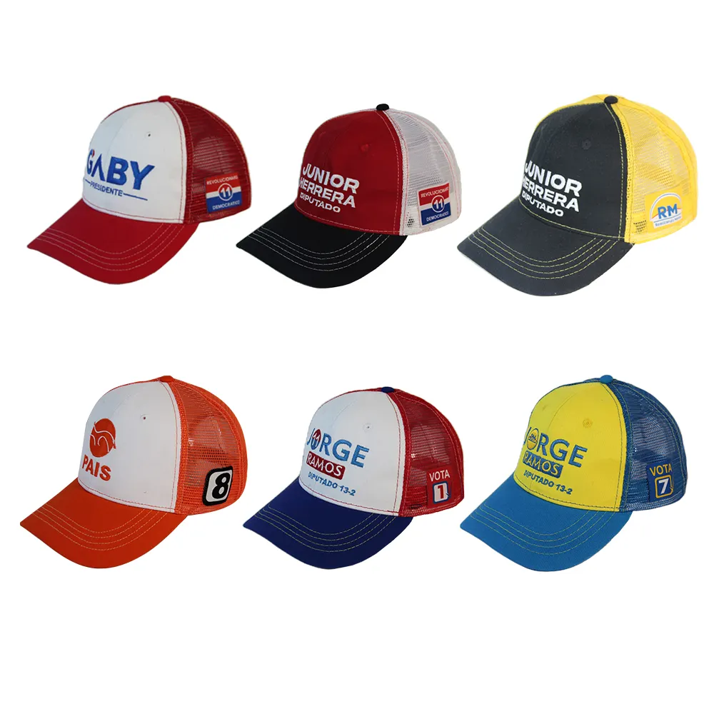 Individuelle bestickte verstellbare Sportkappe Hüte Kampagne Stimme Wahl politische Netzkappe Trucker-Hut für Herren und Damen