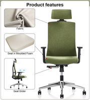 Chaise de bureau ergonomique moderne de luxe en maille avec cadre en plastique, coussin moelleux, dossier haut, bleue, réglable, en tissu, pour ordinateur et gaming