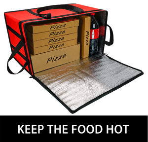 Red XXX-<span class=keywords><strong>Large</strong></span> Bolsa de asas de comestibles no tejida aislada Entrega de alimentos Catering Calentador de pizza para comidas calientes y frías - Product Image 4