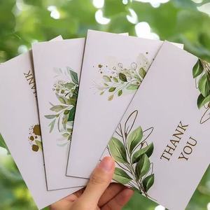 100 cartes de <span class=keywords><strong>remerciement</strong></span> à thème végétal, cartes de vœux en feuille d'or et aquarelle pour <span class=keywords><strong>mariage</strong></span>, baby shower, affaires, fête - Product Image 5