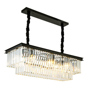 Villa Living Room 3-Color Dimmable LED Lighting Restaurant <strong>Crystal</strong> Chandelier American Modern and Simple Style Long Strip D - Product Image 5