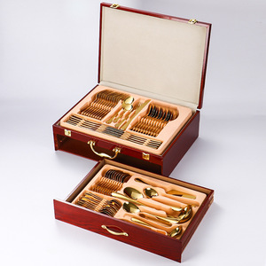 Juego de Cubiertos de Acero Inoxidable Hongjunya, 72 Piezas, Cuchillo, Tenedor, Cuchara, Caja de Regalo, Acabado Pulido Espejo, Uso Comercial - Product Image 1