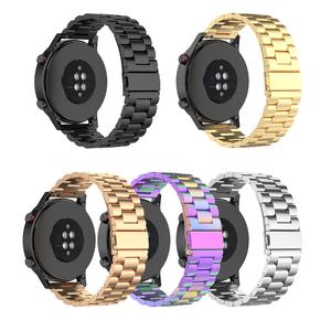 Correa de reloj inteligente de acero inoxidable sólido de 3 cuentas universales de 22mm para SSamsung Galaxy Watch3 <span class=keywords><strong>Huawei</strong></span> <span class=keywords><strong>GT3</strong></span>/ GT2 - Product Image 1