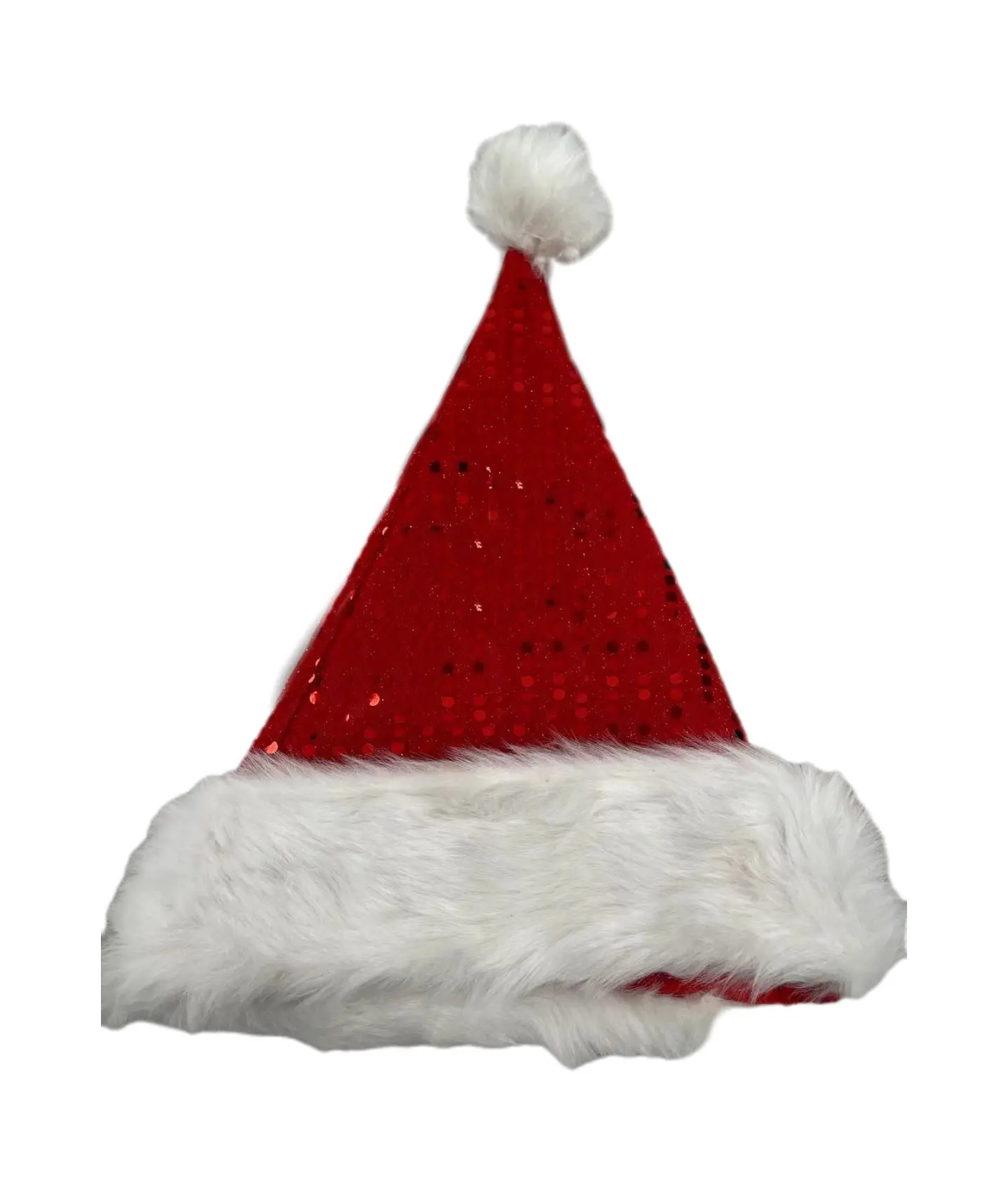 Hot Sale HX-041 Red Long Fur Hat Cloth Handmade Sequins Christmas Hat