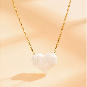 <span class=keywords><strong>Collana</strong></span> dell'<span class=keywords><strong>Amicizia</strong></span> Fatta a Mano con Perline Miyuki, Catena Placcata Oro 18K e Ciondolo a Cuore per Donne e Ragazze - Product Image 4